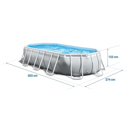 Rammehavepool 503 x 274 x 122 cm - Komplet sæt med tilbehør til sjov og sikker svømning