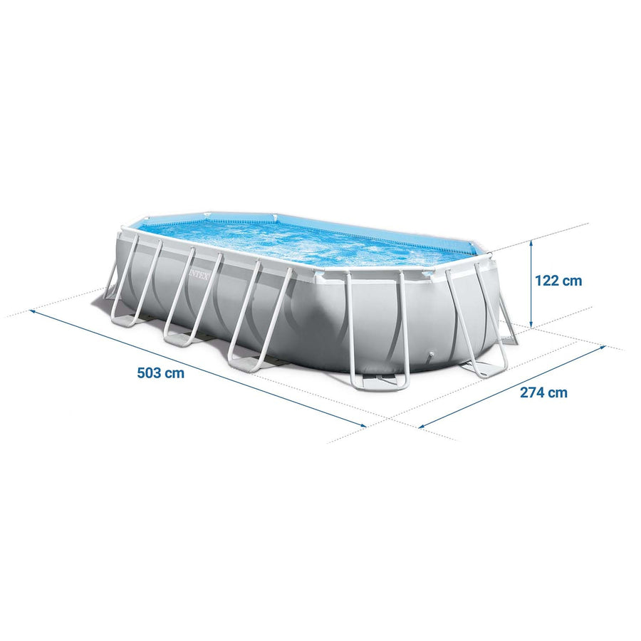 Rammehavepool 503 x 274 x 122 cm - Komplet sæt med tilbehør til sjov og sikker svømning
