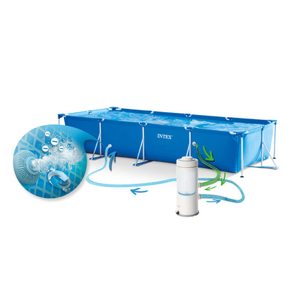 Rektangulær rammepool 450 x 220 cm - Perfekt til haven og sommerens sjov