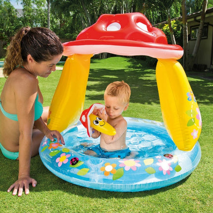 Paddehat børnebassin 102 x 89 cm - Oppustelig pool til småbørn med solbeskyttelse
