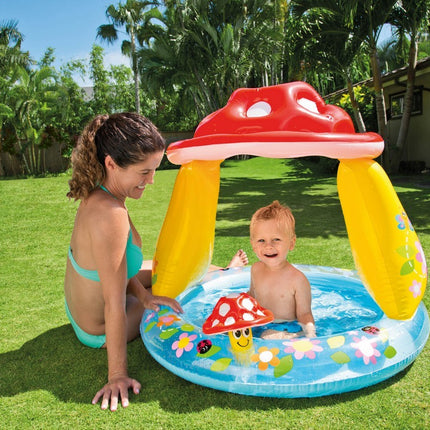 Paddehat børnebassin 102 x 89 cm - Oppustelig pool til småbørn med solbeskyttelse