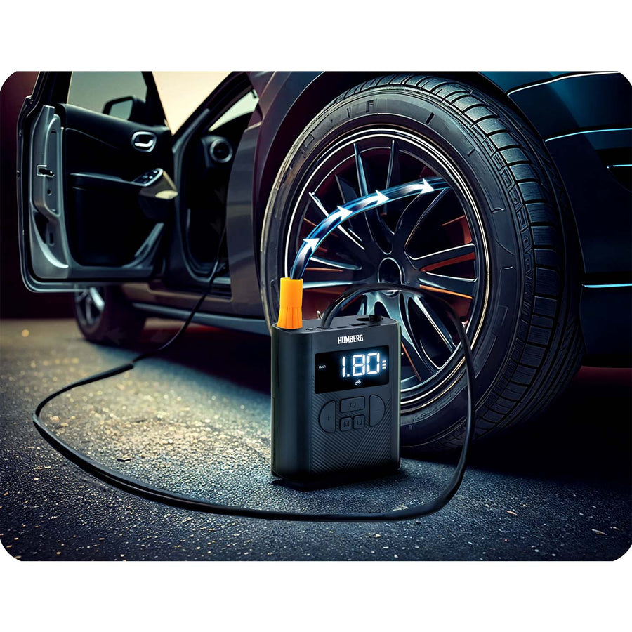 Kompakt trådløs elektrisk minikompressor til dækoppumpning og nødhjælp