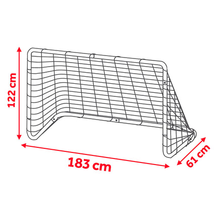 Stort fodboldmål 183 x 122 cm til børn - let at transportere og montere