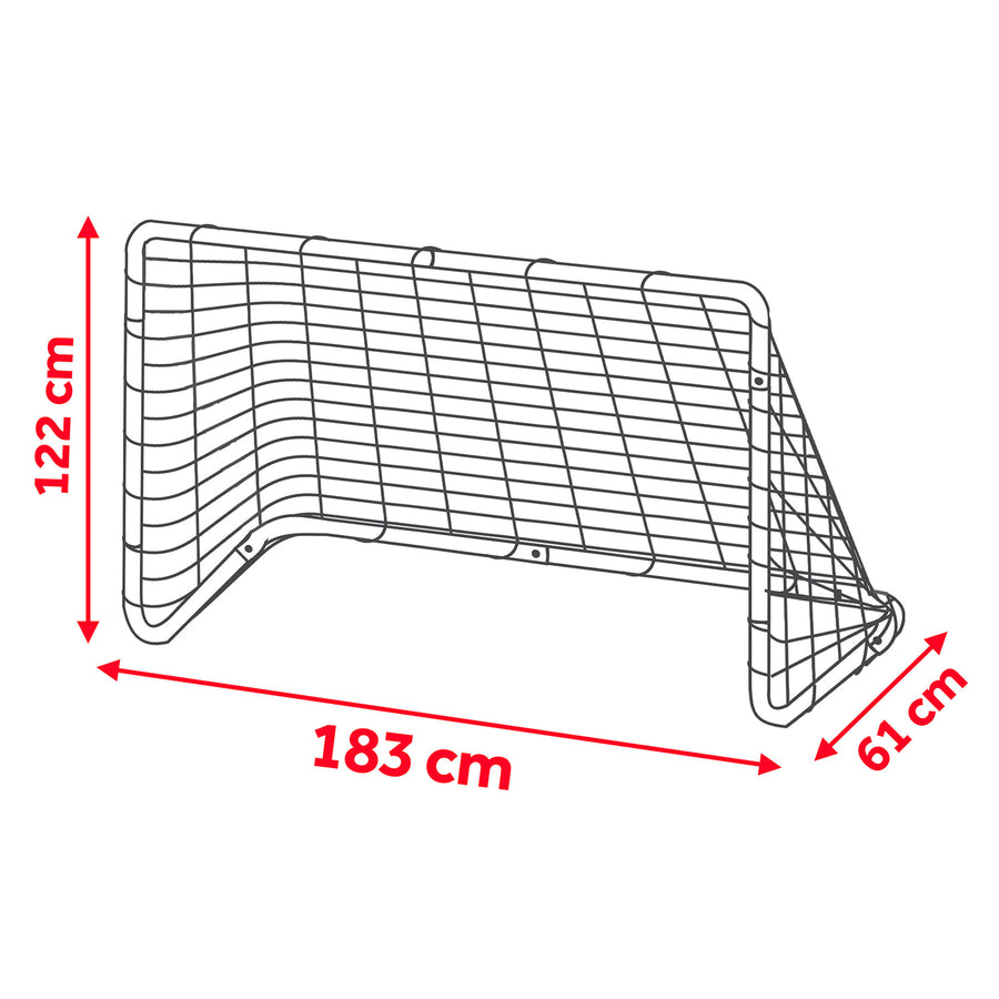 Stort fodboldmål 183 x 122 cm til børn - let at transportere og montere