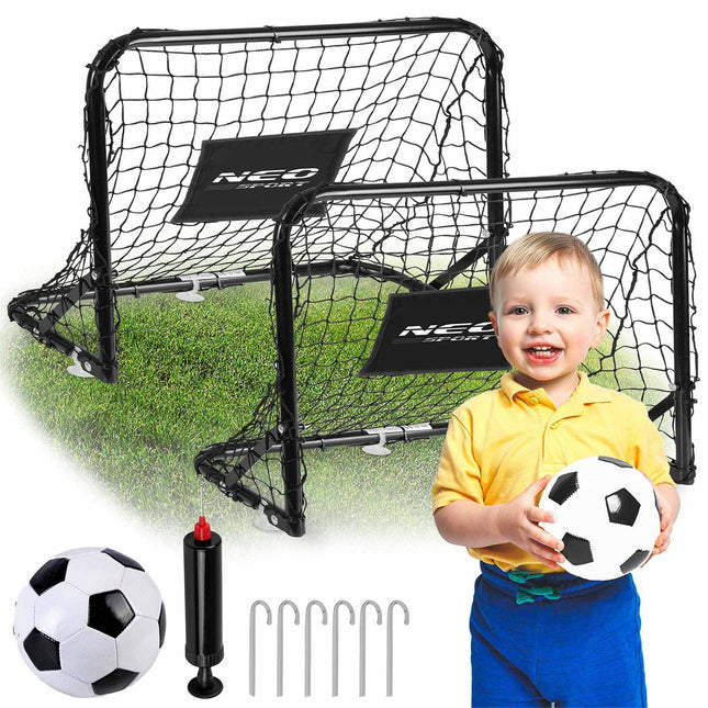 Fodboldmål til børn 60 x 45 x 25 cm – sæt med 2 mål, bold og pumpe, til ude og inde
