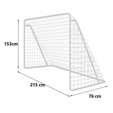 Fodboldmål 215 x 153 cm til udendørs leg og sport - stabil stålramme med net