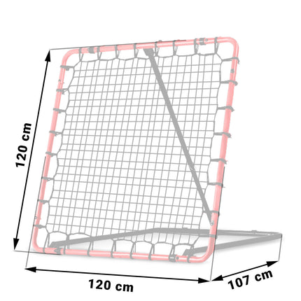 Træningsrebounder til fodbold - 120 x 120 cm, stabil stålramme, inkl. monteringspinde