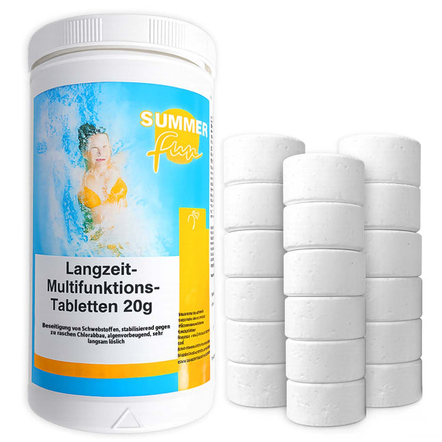 Multifunktionelle klortabletter til pool 20 g, 1 kg – langtidsvirkende, algeforebyggende, flokkulerende