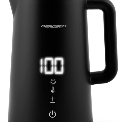 Elkedel med temperaturindstillinger og berøringspanel - 1,7 liter, sort rustfrit stål