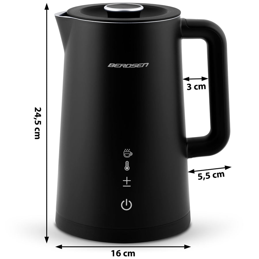 Elkedel med temperaturindstillinger og berøringspanel - 1,7 liter, sort rustfrit stål