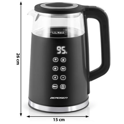 Elkedel med temperaturindstillinger og berøringspanel - 1,7 liter, sort