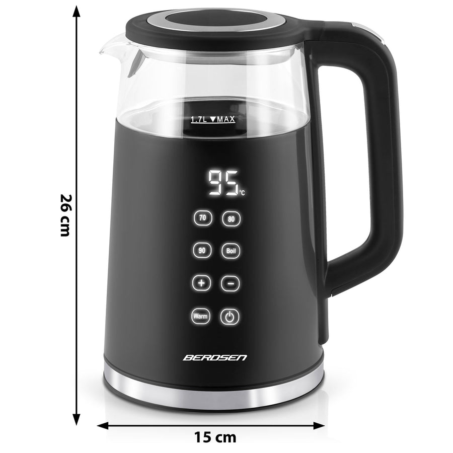 Elkedel med temperaturindstillinger og berøringspanel - 1,7 liter, sort
