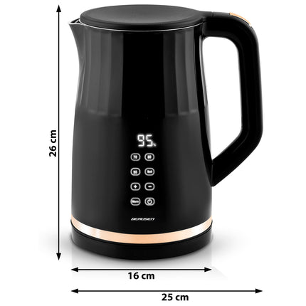 Elkedel med temperaturindstillinger og berøringspanel - 1,7 liter, sort