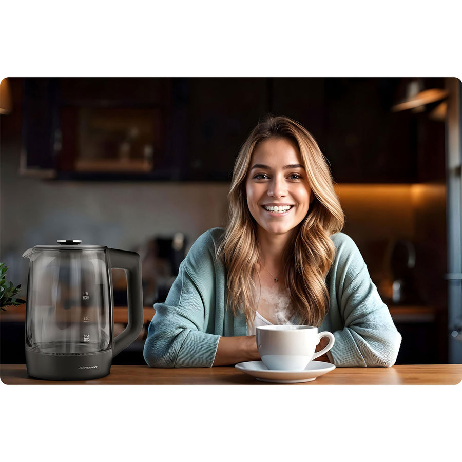 Elkedel i glas med touchscreen og temperaturindstillinger - 1,7 liter