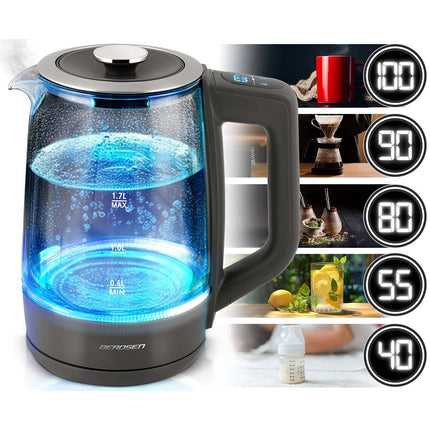 Elkedel i glas med touchscreen og temperaturindstillinger - 1,7 liter