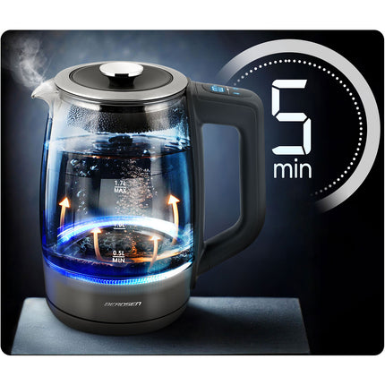 Elkedel i glas med touchscreen og temperaturindstillinger - 1,7 liter