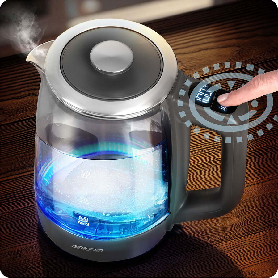 Elkedel i glas med touchscreen og temperaturindstillinger - 1,7 liter