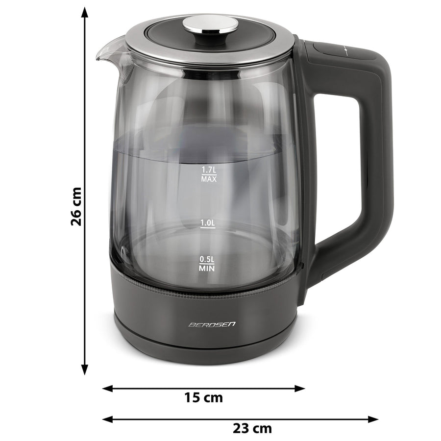Elkedel i glas med touchscreen og temperaturindstillinger - 1,7 liter