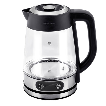 Elkedel i glas 1,8 l, op til 2200 W med temperaturregulering, berøringsdisplay og LED-lys