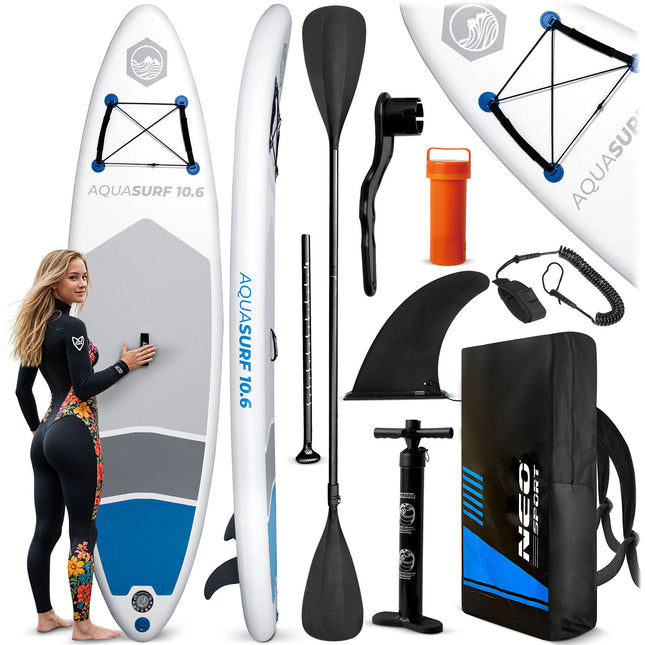 SUP-bræt til vandsport - 320 cm, komplet sæt med pagaj og pumpe