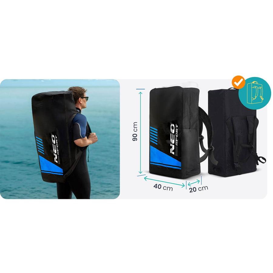 Oppusteligt SUP-board 320 x 84 x 15 cm med pagaj, pumpe, leash og rygsæk – mørkeblå/gul