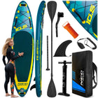 Oppusteligt SUP-board 320 x 84 x 15 cm med pagaj, pumpe, leash og rygsæk – mørkeblå/gul