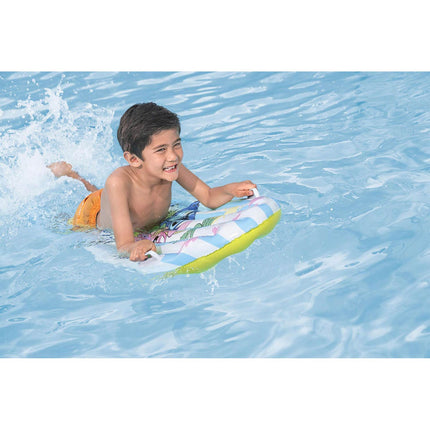 Oppusteligt svømmebræt Lilo & Stitch 114 x 46 cm med to håndtag og reparationslap – Bestway