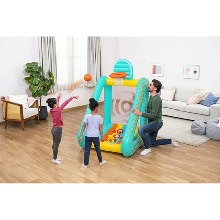 Oppusteligt 3-i-1 havespil med basketball, fodbold og kastespil 127 x 109 x 178 cm – Bestway