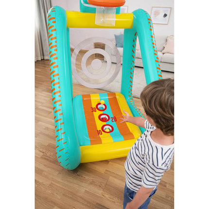 Oppusteligt 3-i-1 havespil med basketball, fodbold og kastespil 127 x 109 x 178 cm – Bestway