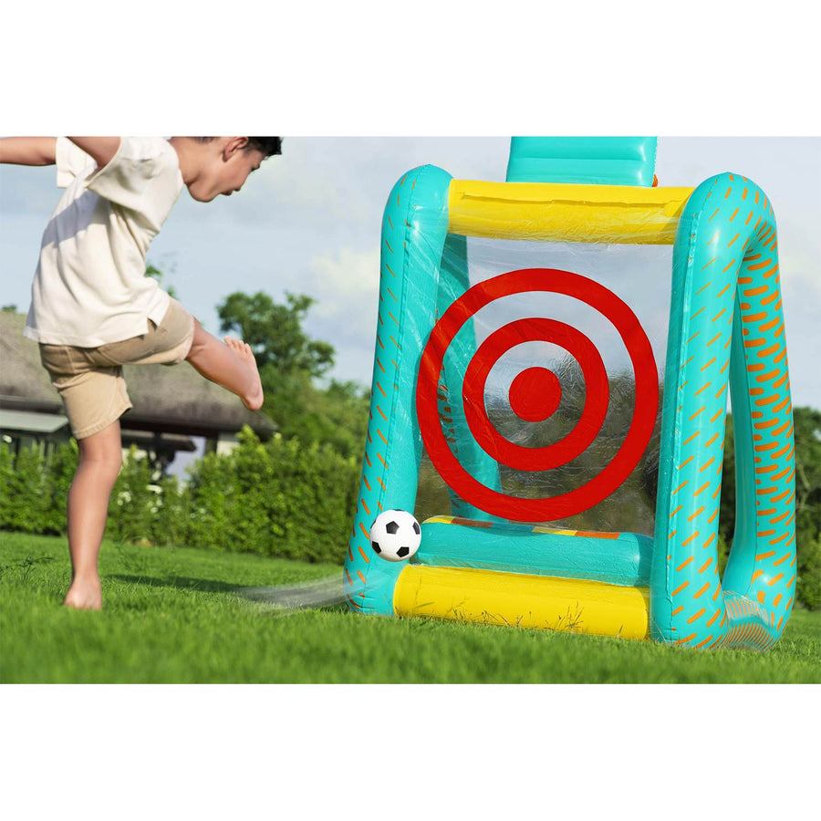 Oppusteligt 3-i-1 havespil med basketball, fodbold og kastespil 127 x 109 x 178 cm – Bestway