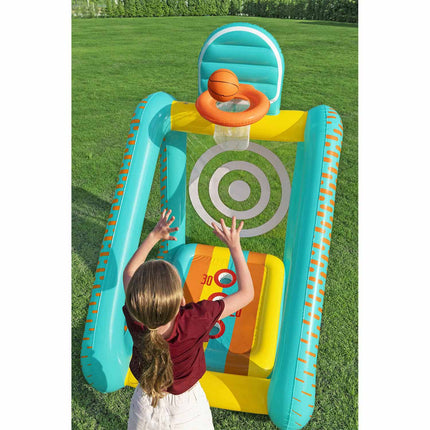 Oppusteligt 3-i-1 havespil med basketball, fodbold og kastespil 127 x 109 x 178 cm – Bestway