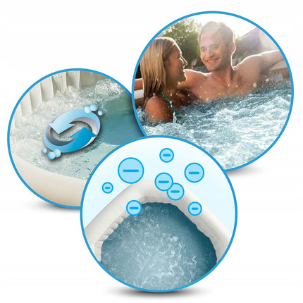 Oppusteligt spabad til 4 personer 196 x 71 cm med hydromassage, app-styring og LED-lys – Intex