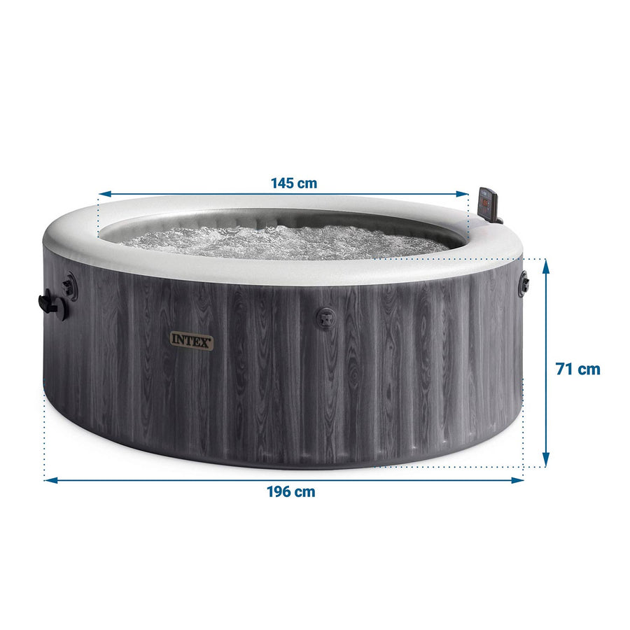 Oppusteligt spabad til 4 personer 196 x 71 cm med hydromassage, app-styring og LED-lys – Intex