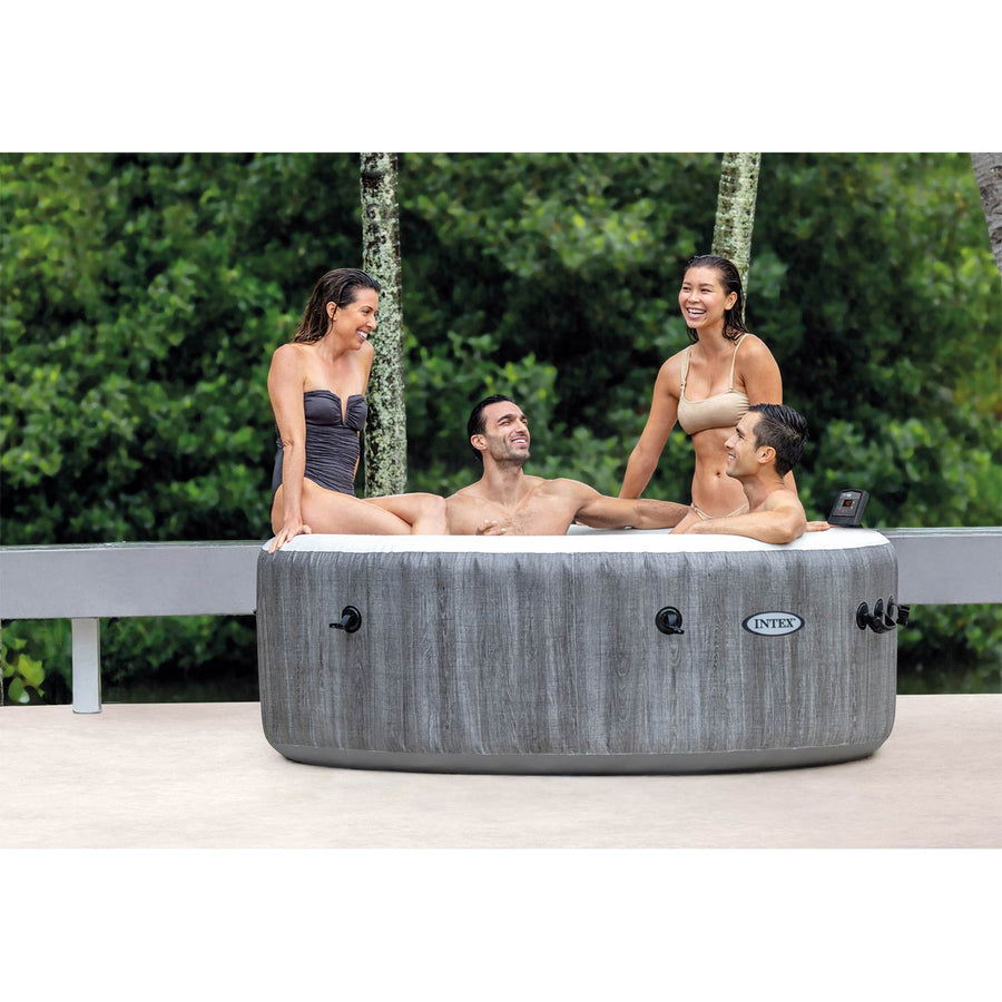 Oppusteligt spabad til 4 personer 196 x 71 cm med hydromassage, app-styring og LED-lys – Intex