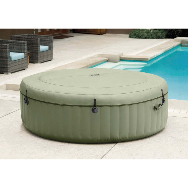 Oppusteligt spabad til 6 personer 216 x 71 cm med hydromassage, 140 dyser, låg og gulvmåtte – Intex