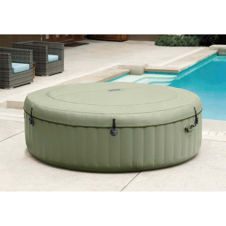 Oppusteligt spabad til 6 personer 216 x 71 cm med hydromassage, 140 dyser, låg og gulvmåtte – Intex