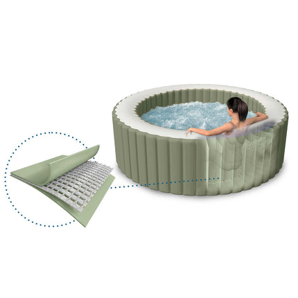 Oppusteligt spabad til 6 personer 216 x 71 cm med hydromassage, 140 dyser, låg og gulvmåtte – Intex