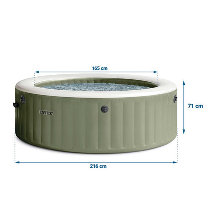 Oppusteligt spabad til 6 personer 216 x 71 cm med hydromassage, 140 dyser, låg og gulvmåtte – Intex