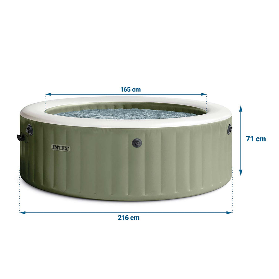 Oppusteligt spabad til 6 personer 216 x 71 cm med hydromassage, 140 dyser, låg og gulvmåtte – Intex