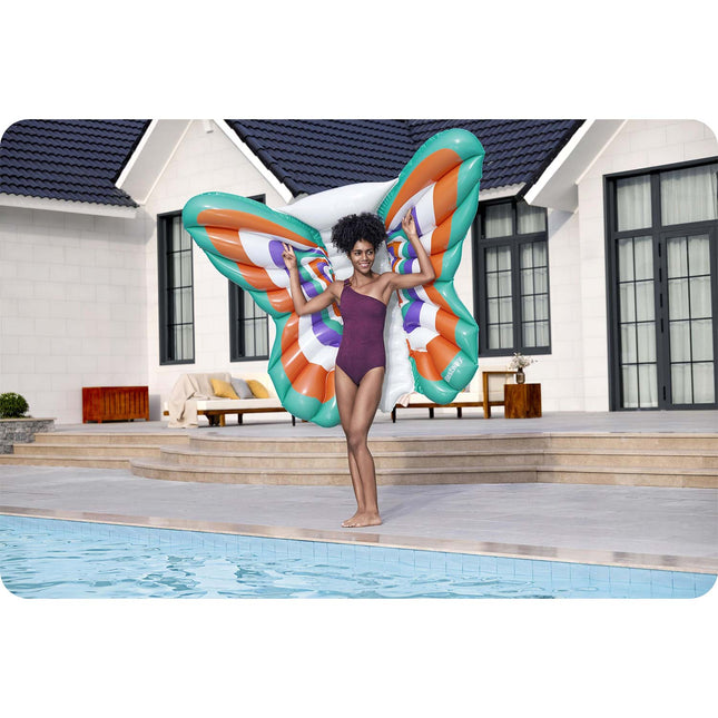 Oppustelig vandmadras i sommerfuglform 193 x 176 cm med 3 luftkamre – Bestway Boho Butterfly
