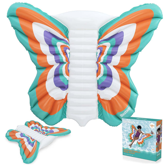 Oppustelig vandmadras i sommerfuglform 193 x 176 cm med 3 luftkamre – Bestway Boho Butterfly