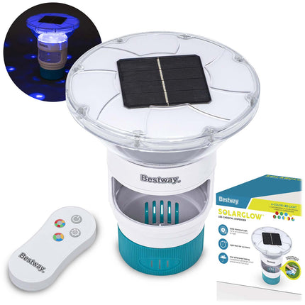 Flydende klordoser til pool med solcelledrevet LED-lys og 9 lystilstande – Bestway