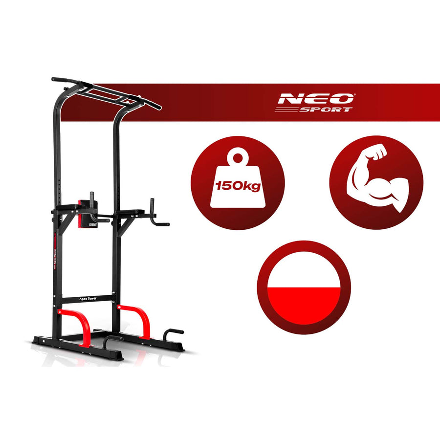 Fritstående træningsstation til pull-ups, dips, armbøjninger og benløft – 150 kg