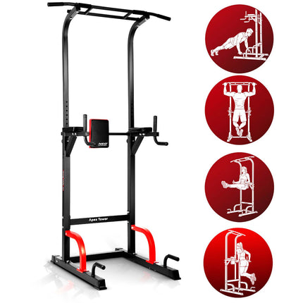 Fritstående træningsstation til pull-ups, dips, armbøjninger og benløft – 150 kg