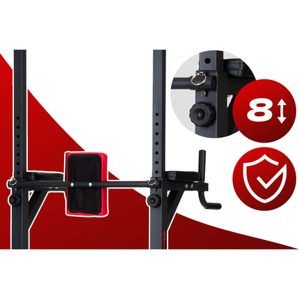 Fritstående træningsstation til pull-ups, dips, armbøjninger og benløft – 150 kg