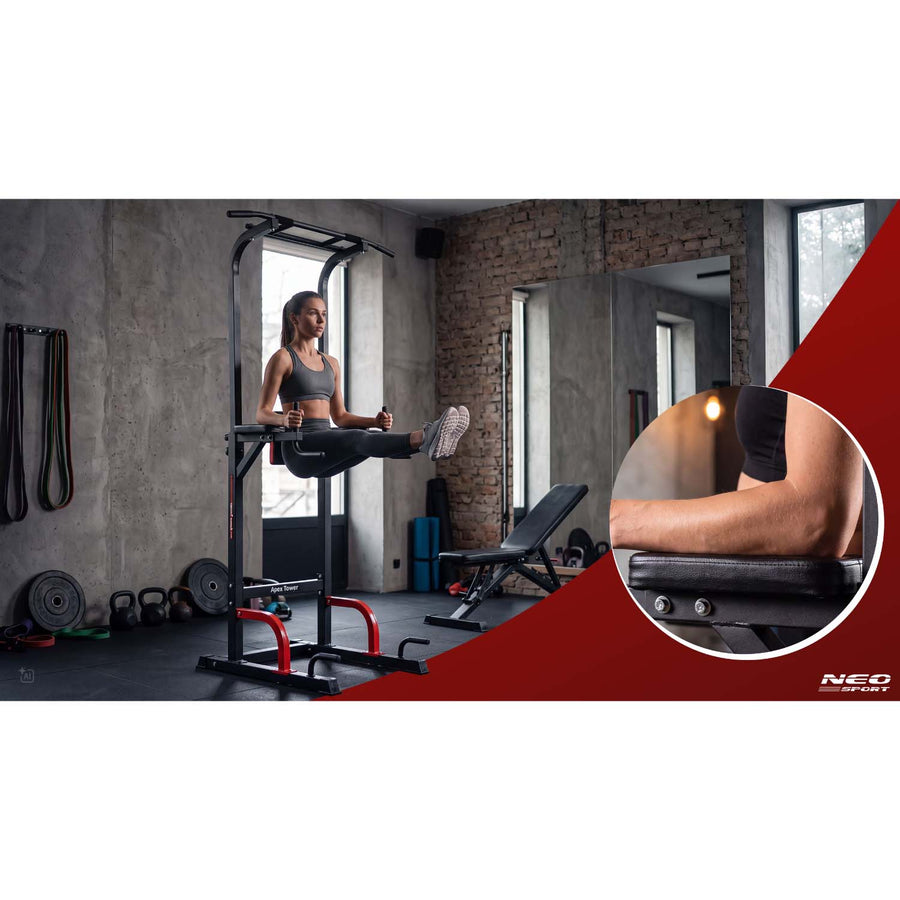 Fritstående træningsstation til pull-ups, dips, armbøjninger og benløft – 150 kg