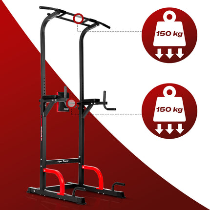 Fritstående træningsstation til pull-ups, dips, armbøjninger og benløft – 150 kg