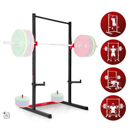 Half rack med pull-up-stang, vægtstangsholdere og sikkerhedsbjælker – op til 300 kg