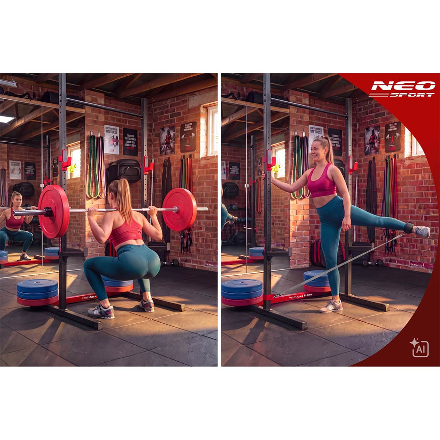 Half rack med pull-up-stang, vægtstangsholdere og sikkerhedsbjælker – op til 300 kg