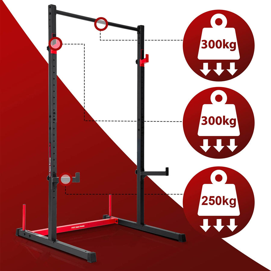Half rack med pull-up-stang, vægtstangsholdere og sikkerhedsbjælker – op til 300 kg